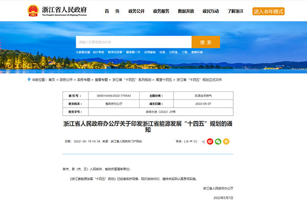 浙江省能源生长“十四五”妄想